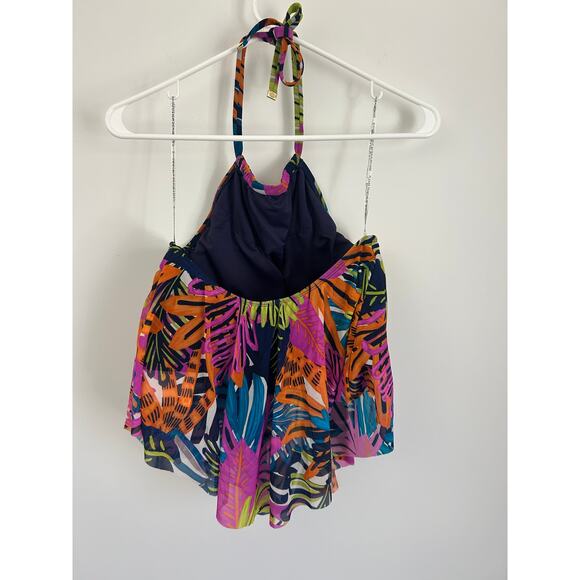 Coco Reef Aura Eclectic Jungle Mesh Ruffle Tankini Top - 34D - Picture 6 of 11